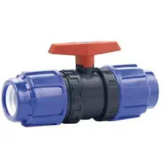 [02526] PVC Vanne à bille en PVC-U ''PN10'' (PE-EPDM) - Raccord PE Ø 32 x Ø 32